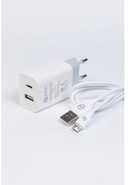Сетевое зарядное устройство Digitalpart WC-321 (USB+USB-C) с кабелем MicroUSB (белое) — фото, картинка — 1